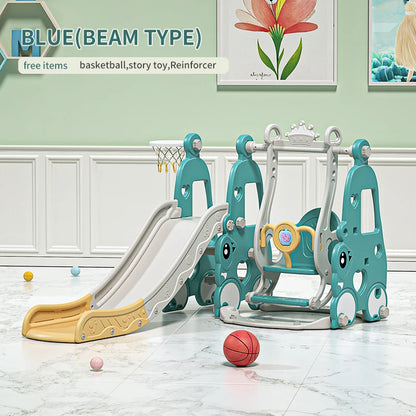 6 in 1 Indoor Playground Set for Children HDPE/PE Swing and Slide Toys Baby Playhouse with Indoor Slide and Swing Features Good Vibrations