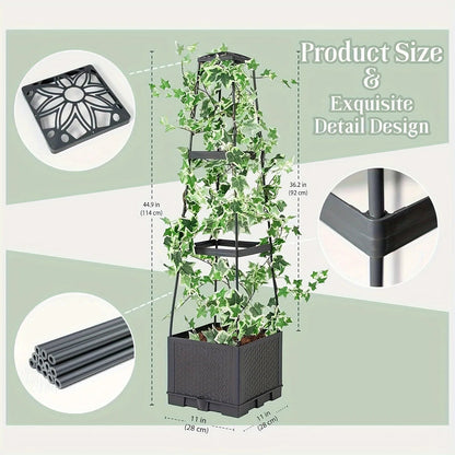 Raised Garden Bed Planter Box with Trellis, Tomato Planters for Climbing Plants Vegetable Vine Flowers Outdoor Patio Good Vibrations
