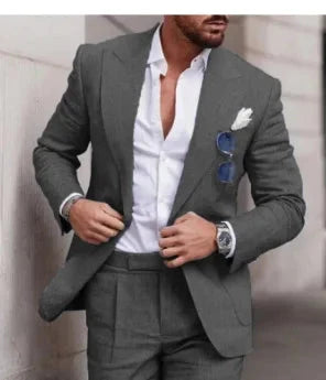 S-4XL Men Suits Prom Tuxedo Slim Fit 2 Piece Groom Wedding Suits for Men Custom Blazer 2 Pieces (jacket+pant)