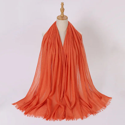 High Quality Viscose Cotton Hijab Shawls Plain Tassels Polyester Veils for Hijab Ladies Good Vibrations