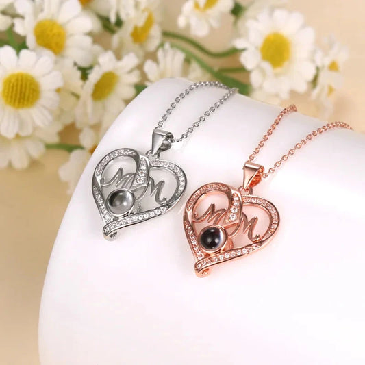 SSeeSY Hot Sale Personalized Custom Design Gemstone Copper Fashion Jewelry Mothers Day Gift Heart Pendant Mom Necklace for Women Good Vibrations