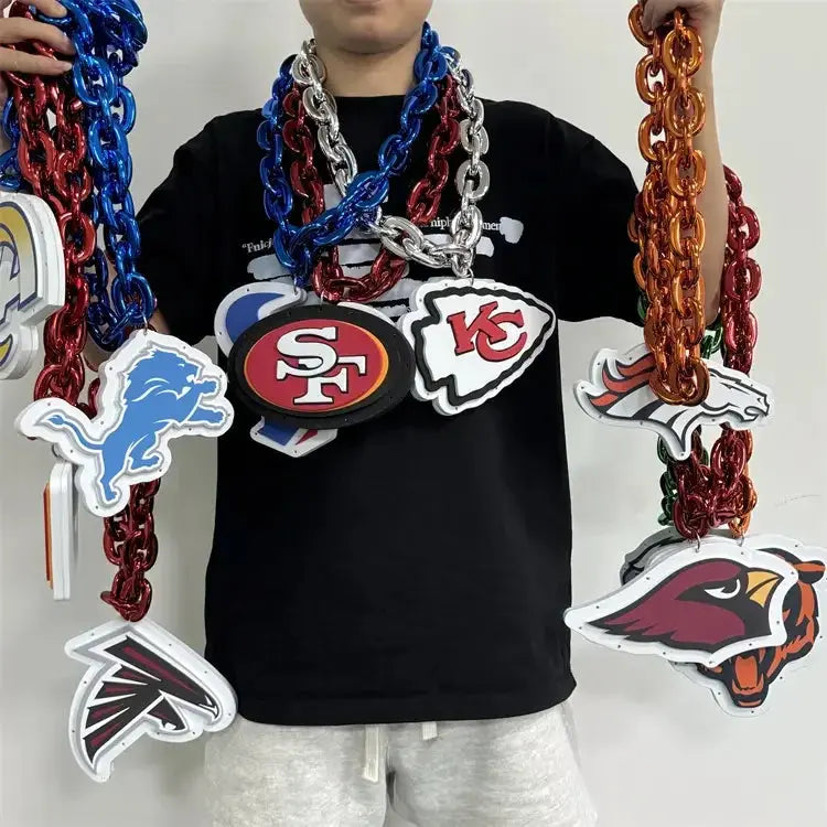 Waterproof New Design Large Size 3D Logo EVA Foam Fan Chain Super Fan Necklace Striking Color and Style Good Vibrations