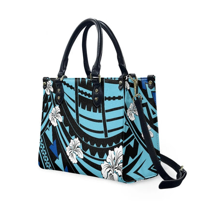 Customized Luxury Leather Women Handbag Hawaii Tribal Polynesian Tattoo Print Pu Leather Purse Shoulder Bag Lightweight Tote Bag Good Vibrations