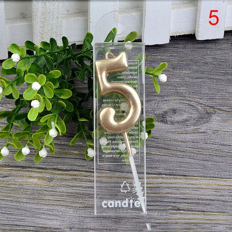 1Pcs Gold Happy Birthday Number Cake Candles 0 1 2 3 4 5 6 7 8 9 Cake Topper Kids Girls Boys Bar Baby Party Supplies Decoration Good Vibrations