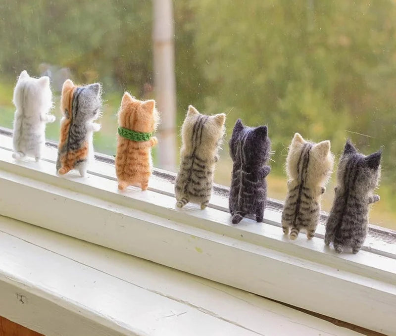 Cute and Interesting handmade toys DIY wool felt cat kits unfinished plush doll poking music toy gift Non-finished product Good Vibrations