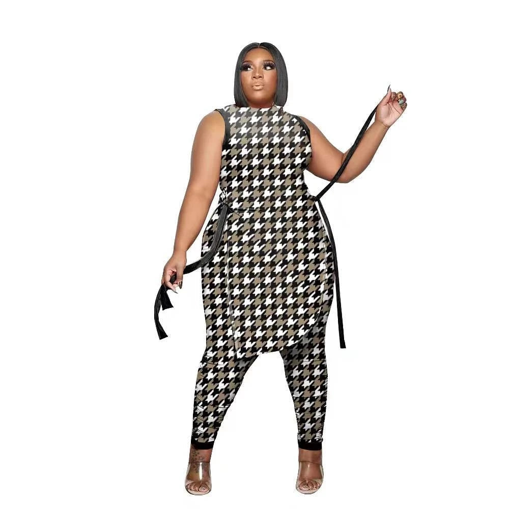Two Piece Set African New Dashiki Fashion Sleeveless Suit Top and Pant Suits Party for Women Outfits 2022 Spring Summer Matching Good Vibrations