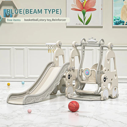 6 in 1 Indoor Playground Set for Children HDPE/PE Swing and Slide Toys Baby Playhouse with Indoor Slide and Swing Features Good Vibrations