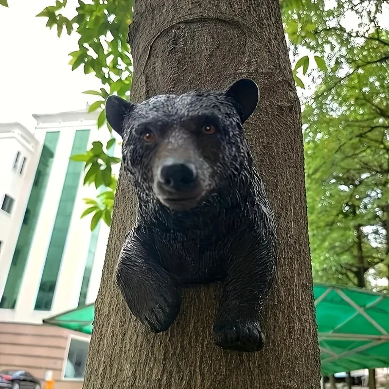1pc, Tree Decoration Outdoor Baby Bear Garden Hide And Seek Tree Hug Outdoor Tree Sculpture Good Vibrations