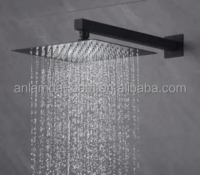 Luxury Black Brass 2 Function Button Touch Digital Shower System Bathroom Thermostatic Hot and Cold Concealed Shower Mixer Set Good Vibrations