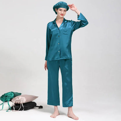 Wholesale 22 Momme Women's Long Sleeve 2 Piece Sets Silk Pajamas Mulberry Silk Pajamas for Women Set Good Vibrations