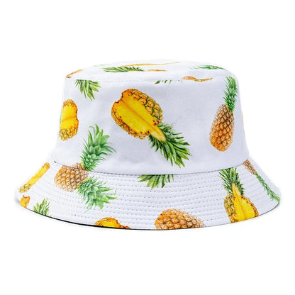 Hot Sale Unisex Bucket Hats Summer Double-sided Wear Fruit Printing Women Cap Outdoor Sun Hat Men Classic Panama Bucket Hat Good Vibrations