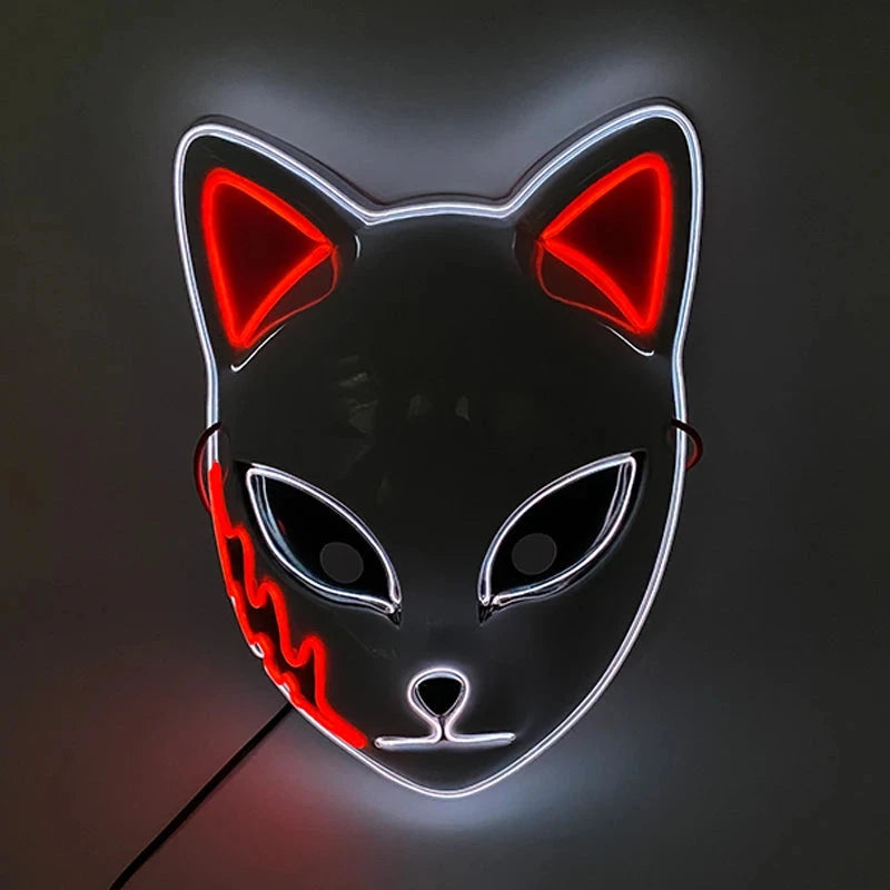 Halloween Carnival Party Costume Decoration Luminous LED Mask Halloween Mask LED Maske Light Up Party Masks for Glow Party Good Vibrations