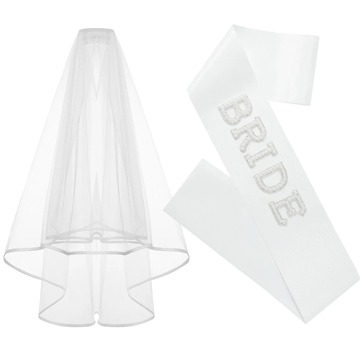 Diamond Letter Headband Bride to Be Sash Veil for Women Wedding Party Bridal Shower Gift WB019 Good Vibrations
