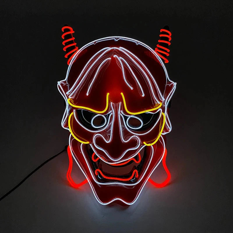 Halloween Carnival Party Costume Decoration Luminous LED Mask Halloween Mask LED Maske Light Up Party Masks for Glow Party Good Vibrations