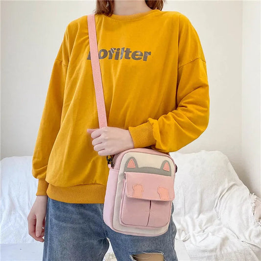 2022 Hot Sale Fashionable Cute Canvas Cross Body Shoulder Bag for Teenagers Ladies and Kids for Daily Outdoor Shopping Good Vibrations