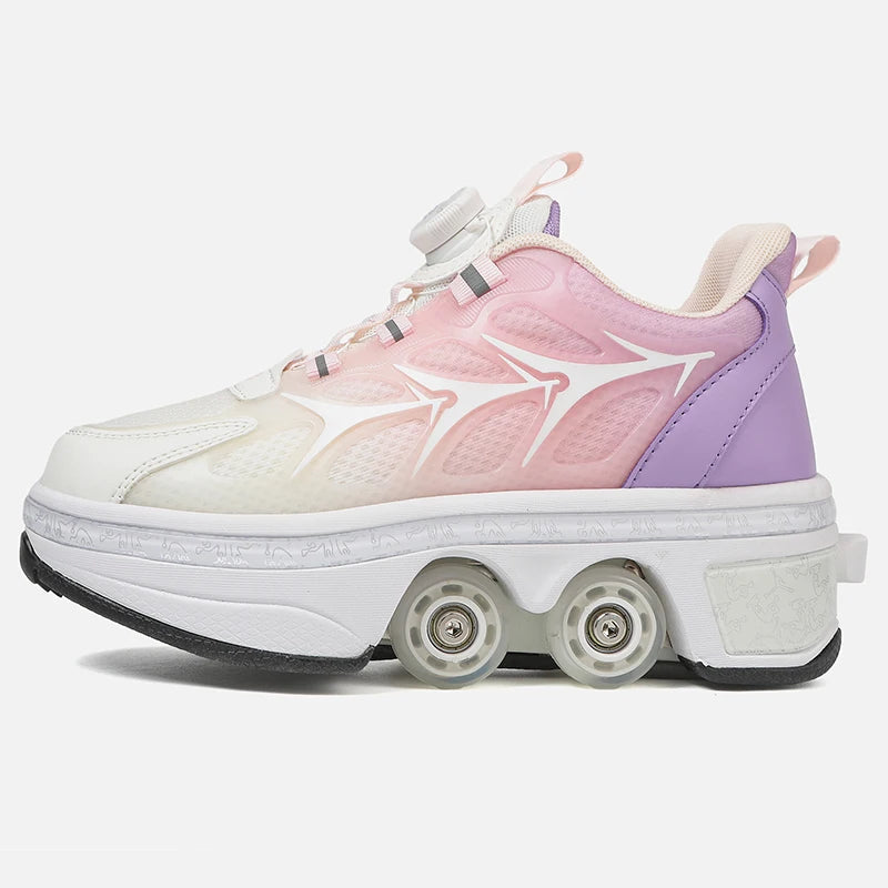 Factory New Kick Roller Shoes Cool Style Skate Shoe Kick Out with 4wheels Children Sliding Young Adjustable Rollershoes Sneakers Good Vibrations