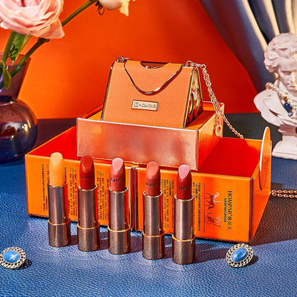 Luxury Pet Leather Bag Lipstick Set Non-Stick Cup Non-Fading Lip Balm Gift Box Lip Stick Full Set Wholesale Good Vibrations