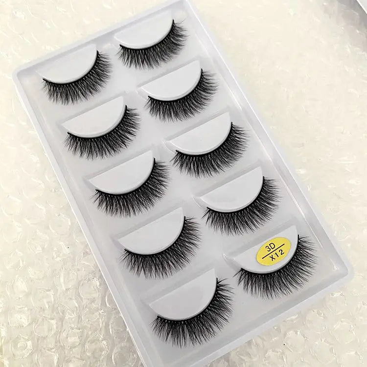 5 Pairs Multipack 3D Soft Mink Hair False Eyelashes Handmade Wispy Fluffy Long Lashes Natural Eye Makeup Tools Faux H13 E08 E01 Good Vibrations