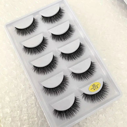5 Pairs Multipack 3D Soft Mink Hair False Eyelashes Handmade Wispy Fluffy Long Lashes Natural Eye Makeup Tools Faux H13 E08 E01 Good Vibrations