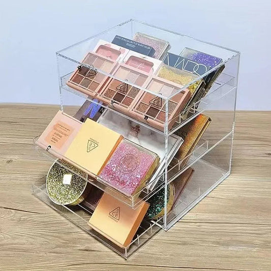 Custom Transparent Acrylic Rectangle Storage Box for Eye Shadow Dresser Powder Cushion Cosmetics-Cosmetic Storage Drawer Good Vibrations