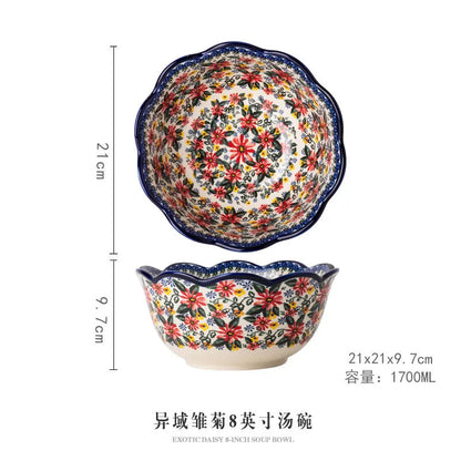 LingAo     Ceramic noodle bowl, double-ear bowl, plate tableware set Good Vibrations