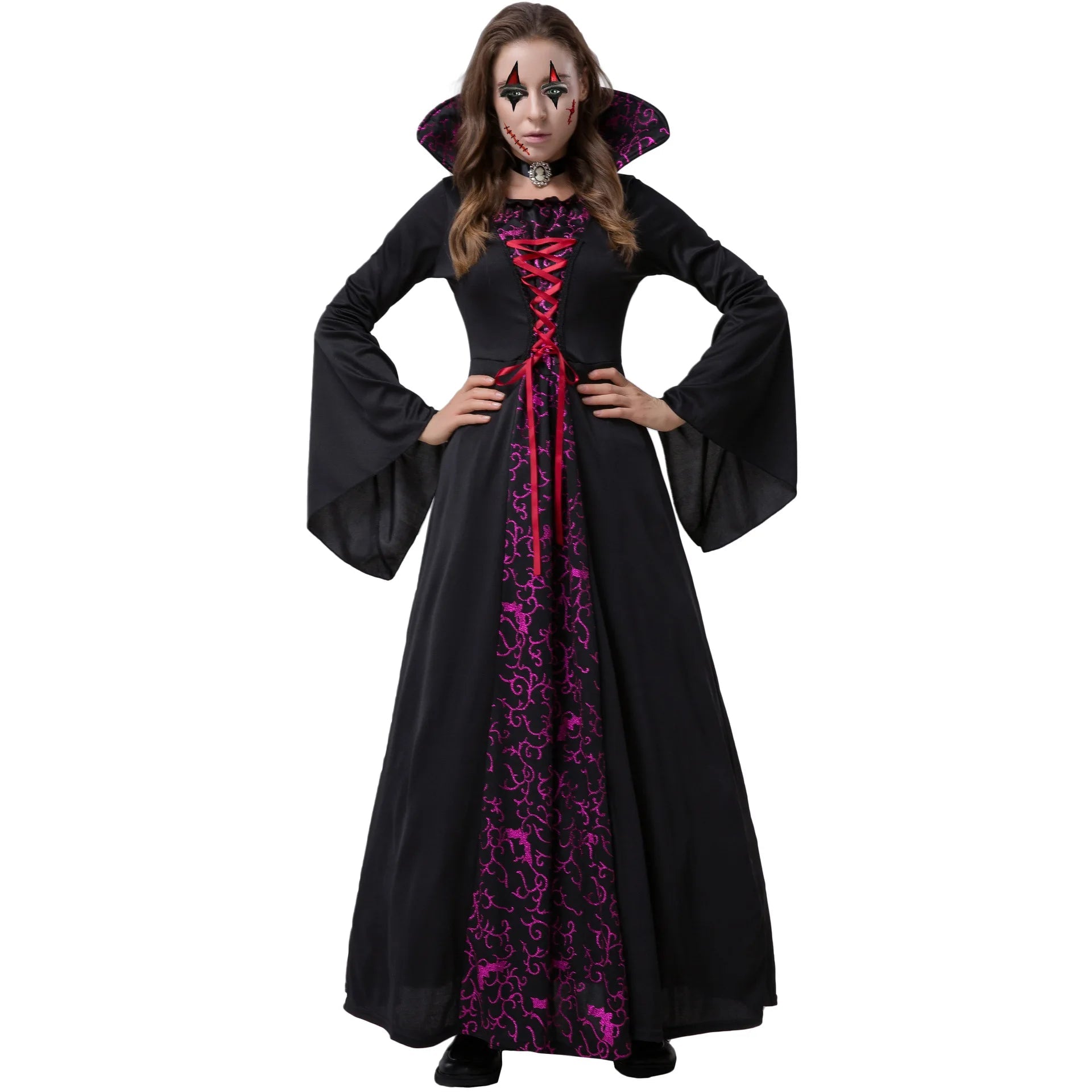 S-XXL Evil Demon Court Queen Vampire Stage Dress Role-playing Dress Halloween Costume Good Vibrations