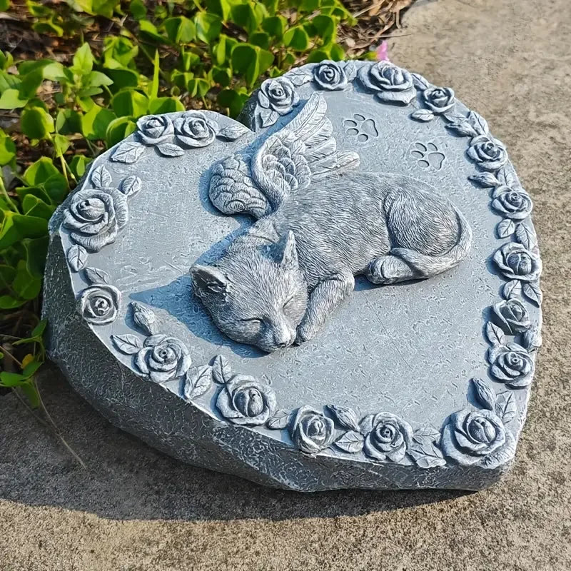 Angel Cat Memorial Statue Commemorates Our Lost Fur Baby, Cat Figurines Is Placed in the Outdoor Garden or Tombstone Good Vibrations