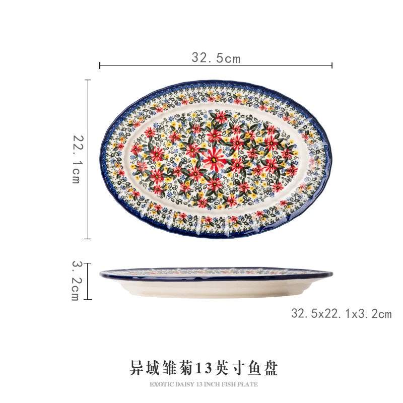 LingAo     Ceramic noodle bowl, double-ear bowl, plate tableware set Good Vibrations