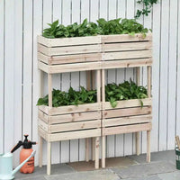 4PCS Raised Garden Bed, Wooden Elevated Planter Box Kit with Bed Liner, DIY Shape, for Flowers Good Vibrations