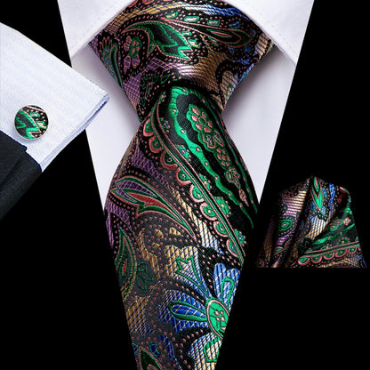 Jacquard Peacock Blue Novelty Design Wedding Tie For Men Hanky Cufflinks Gift Mens Necktie Set Business Party Dropshipping Good Vibrations