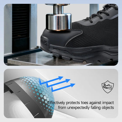 Lanoudun Assembly Line Safety Shoes For Men Black Steel Toe Puncture Resistant EN Standard Cap Microfiber Good Vibrations