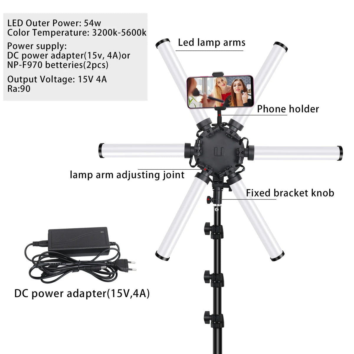 Match Make up Mirror and Remote Shutter 26inch Big Led Ring Light for Camera/Smartphone/YouTube/TikTok/Self-Portrait Shooting Good Vibrations
