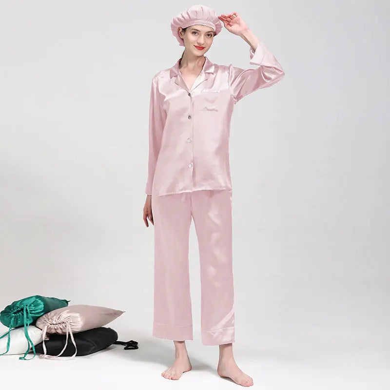 Wholesale 22 Momme Women's Long Sleeve 2 Piece Sets Silk Pajamas Mulberry Silk Pajamas for Women Set Good Vibrations