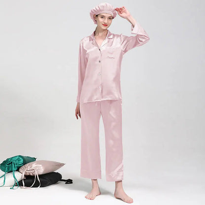 Wholesale 22 Momme Women's Long Sleeve 2 Piece Sets Silk Pajamas Mulberry Silk Pajamas for Women Set Good Vibrations