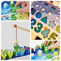 Kids Montessori Math Toys For Toddlers Educational Wooden Puzzle Fishing Toys Count Number Shape Matching Sorter Games Board Toy Good Vibrations