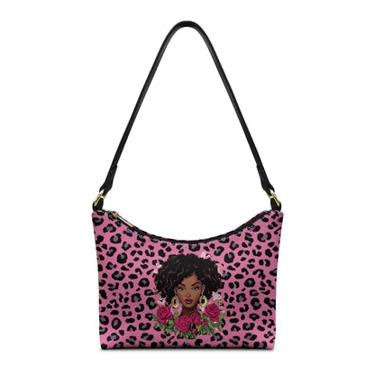 Nice Purple Flowers Birds Print Women's Single Shoulder Bag Fashionable Underarm Design Zip Portable All-Match Mother's Day Gift Good Vibrations
