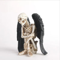 Resin 3D Skeleton Model Skull with Dark Wing Figurine for Halloween Decor Good Vibrations