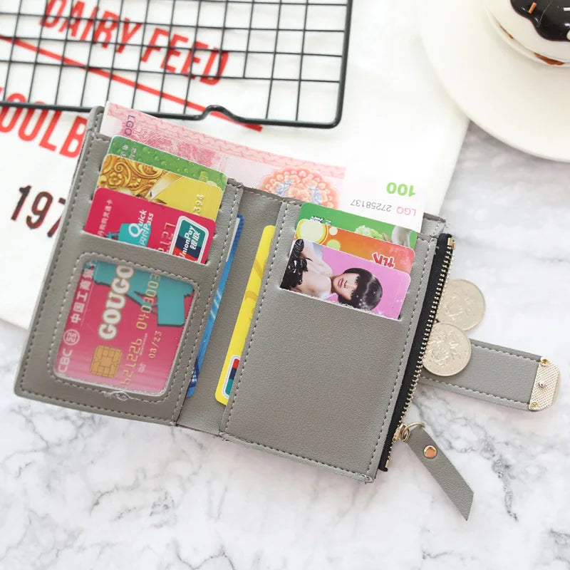 New Fashion Short Women's Wallet Zipper Card Holder Cute Female Coin Purse High Quality PU Wallets For Girls Good Vibrations