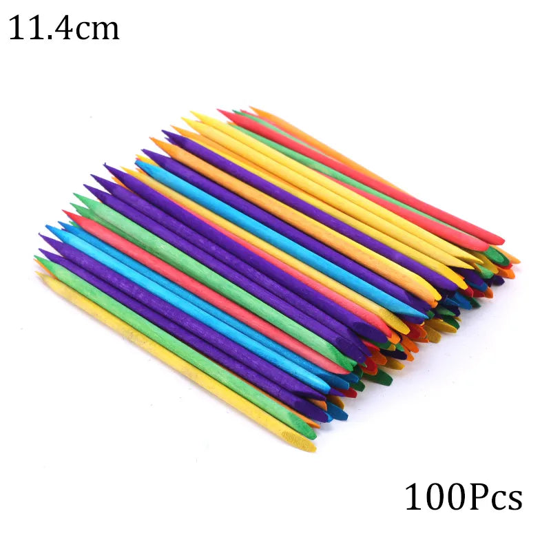 100/50pcs Nail Art Pusher Orange Wood Sticks Cuticle Pusher Remover Rhinestones Dotting Removal Manicure Pedicure Care Tools Good Vibrations
