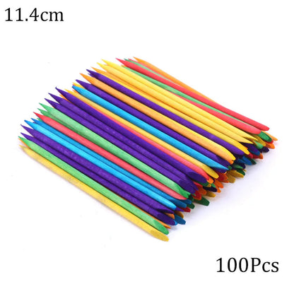 100/50pcs Nail Art Pusher Orange Wood Sticks Cuticle Pusher Remover Rhinestones Dotting Removal Manicure Pedicure Care Tools Good Vibrations