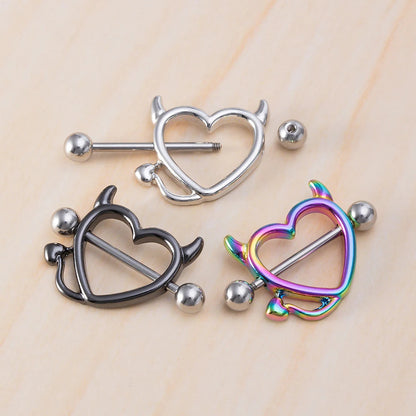1 Pair 14G Stainless steel Breast Piercing Jewelry Heart Nipple Piercing Bar Nipple Rings Shield Cover Barbell Sexy Piercings Good Vibrations