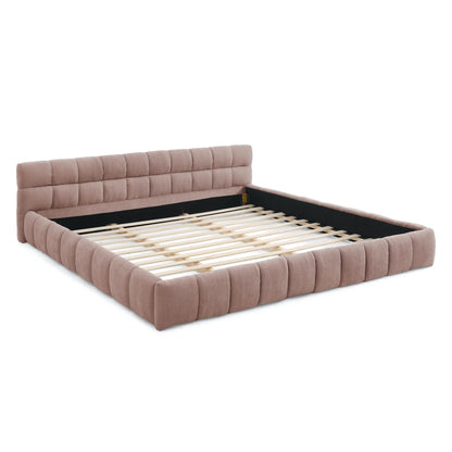 European Modern Style Tufted Queen/King Size Bedframe Low Height Floor Bed Base Wooden Platform Bed Good Vibrations