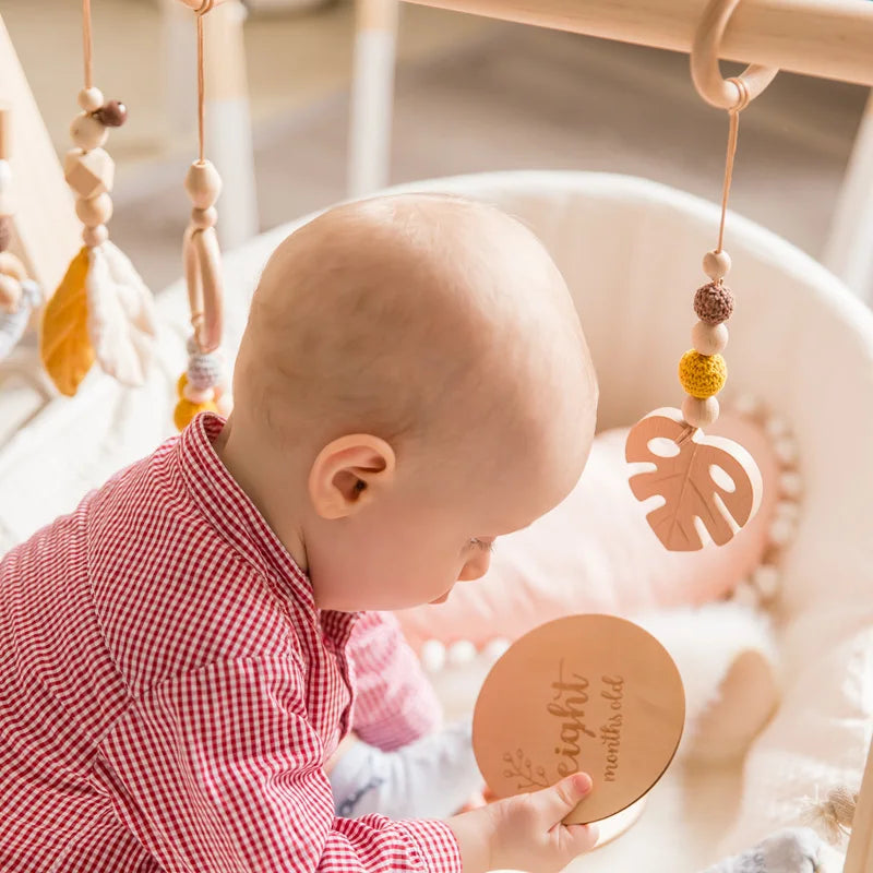 Baby Toys Wooden Play Gym Toys Nordic Baby Room Decor Wood Nursery Sensory Toy Gift Infant Room Clothes Rack Accessories Rattles Good Vibrations