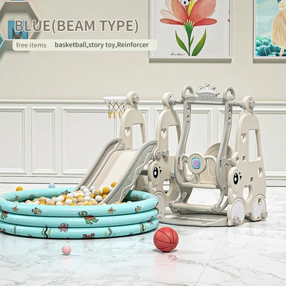 6 in 1 Indoor Playground Set for Children HDPE/PE Swing and Slide Toys Baby Playhouse with Indoor Slide and Swing Features Good Vibrations