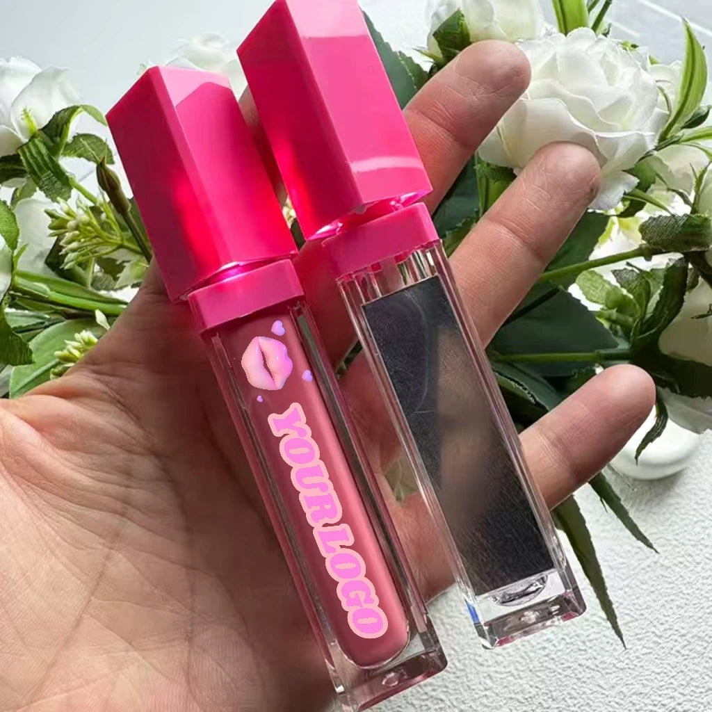 LED Lipgloss High Quality Vegan Personalized LED Tube Pink Hydrating Natural Hyaluronic Acid Liquid Lip Gloss  Wholesale Good Vibrations