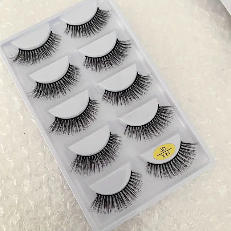 5 Pairs Multipack 3D Soft Mink Hair False Eyelashes Handmade Wispy Fluffy Long Lashes Natural Eye Makeup Tools Faux H13 E08 E01 Good Vibrations