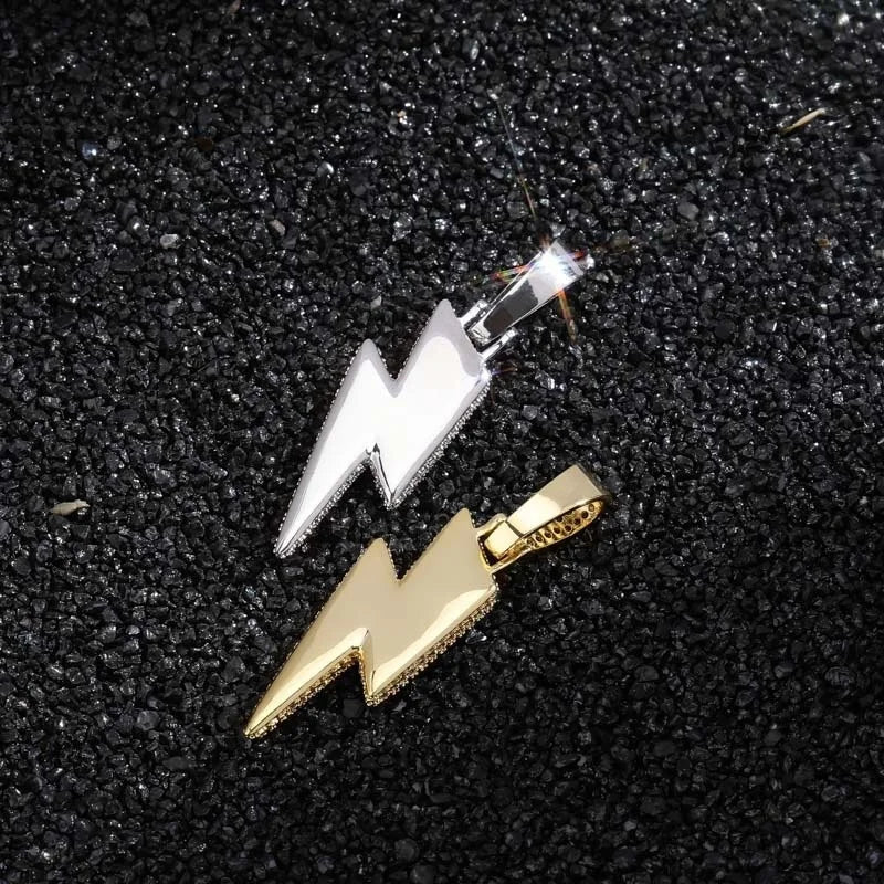 Crystal Charm Necklace Shine Full Zircon Lightning Necklace for Women Men Iced Out Chain Hip Hop Party Jewelry Accessories Good Vibrations