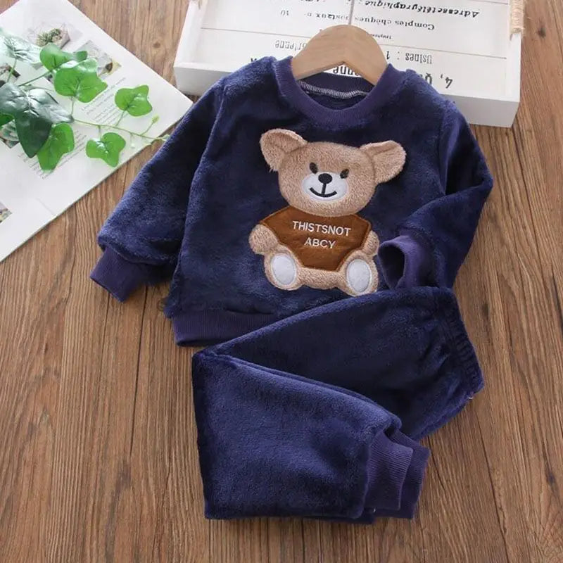Baby Boys And Girls Clothing Set Tricken Fleece Children Hooded Outerwear Tops Pants 3PCS Outfits Kids Toddler Warm Costume Suit Good Vibrations