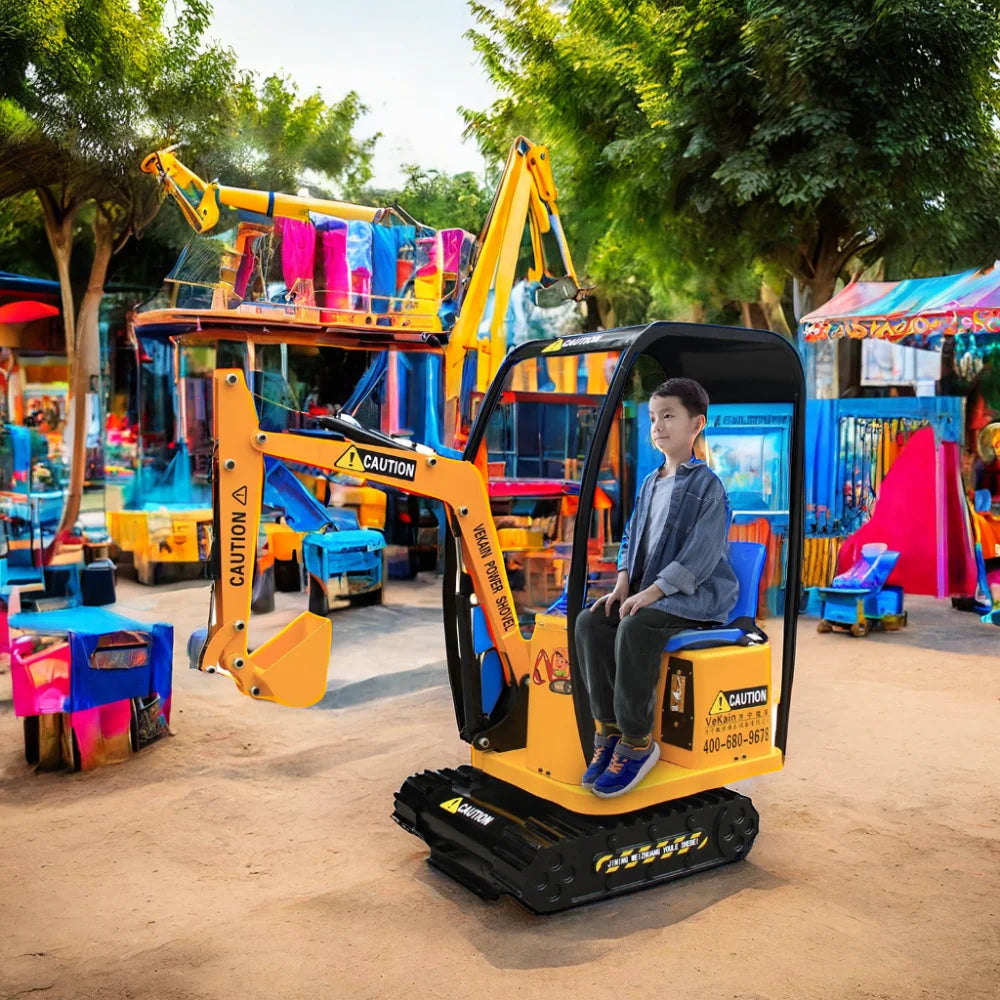 Mini Excavator Indoor Playhouse for Kids Fiberglass and Metal Amusement Park Facilities for Shopping Malls and Public Places Good Vibrations