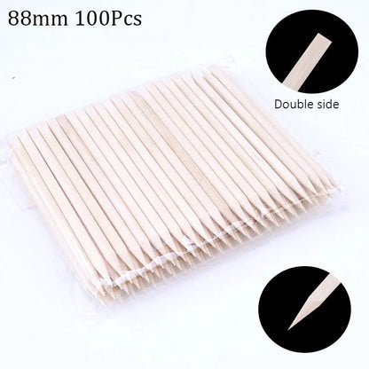 100/50pcs Nail Art Pusher Orange Wood Sticks Cuticle Pusher Remover Rhinestones Dotting Removal Manicure Pedicure Care Tools Good Vibrations